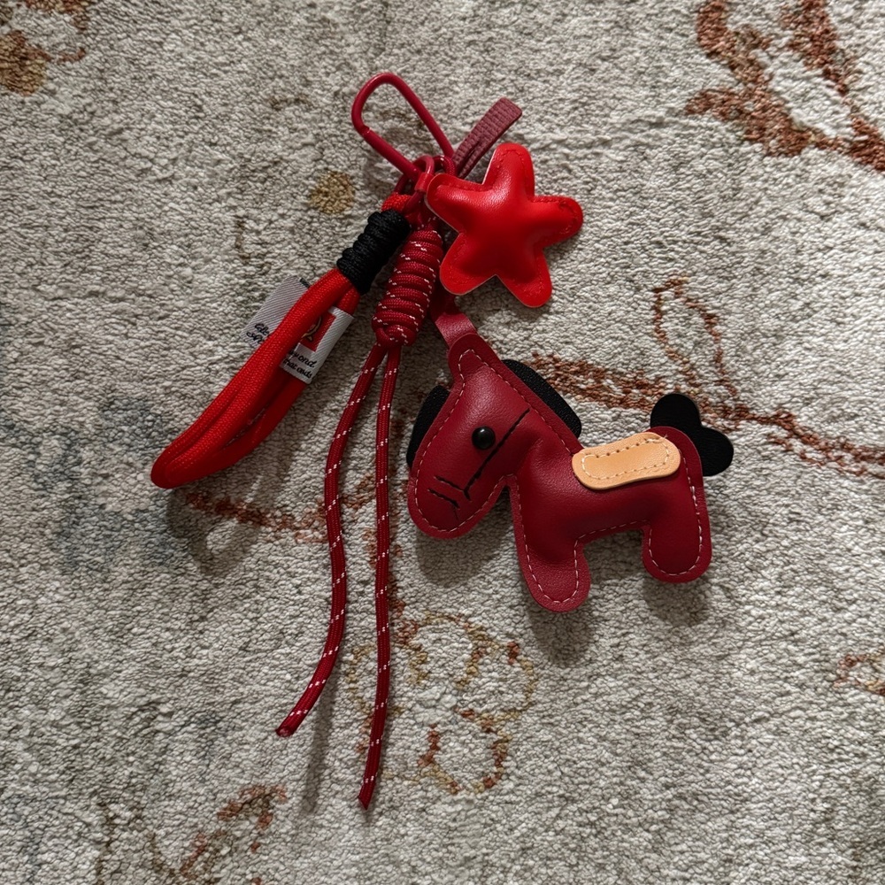Red Vegan Leather Horse Bag Charm